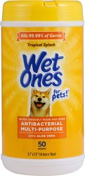 Wet Ones Anti Bacterial Multi-Purpose Tropical Splash Scent Dog Wipes, 50 count