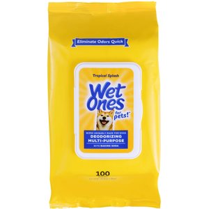 Wet Ones Deodorizing Multi-Purpose Tropical Splash Scent Dog Wipes, 100 count
