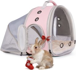 WEVONIGU Back Expandable Clear Bubble Window Backpack Portable Travel Bag Cubic Reptile Carrier, Pink