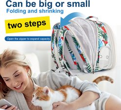 WEVONIGU Back Expandable Print Floral Style Escape Proof Backpack Dog & Cat Carrier with Space Capsule Window, Medium slide 2 of 6
