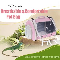 WEVONIGU Clear Window Carry Bag, Portable Travel Bag Cubic Reptile Carrier, Pink, Small slide 2 of 6