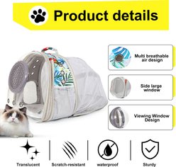 WEVONIGU Dual Expandable Print Floral Style Escape Proof Backpack Dog & Cat Carrier, Medium slide 2 of 6