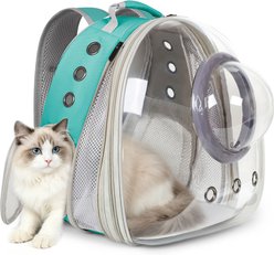 WEVONIGU Expandable Bubble Airline Approved Travel Foldable Backpack Dog & Cat Carrier with Ventilation Cover, Green, Large