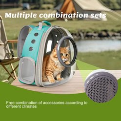 WEVONIGU Expandable Bubble Airline Approved Travel Foldable Backpack Dog & Cat Carrier with Ventilation Cover, Green, Large slide 2 of 5
