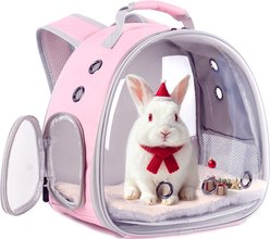 WEVONIGU Portable Travel Bag Clear Bubble Window Backpack Cubic Reptile Carrier, Pink