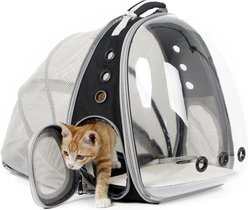 WEVONIGU Space Capsule Bubble Window Airline-Approved Travel Foldable Backpack Dog & Cat Carrier, Black, Large