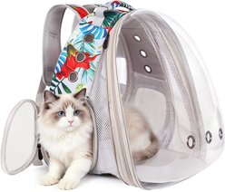 WEVONIGU Space Capsule Bubble Window Airline-Approved Travel Foldable Backpack Dog & Cat Carrier with Floral Printed, Large