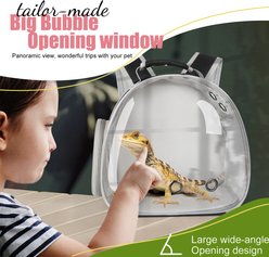 WEVONIGU Transparent Bubble Backpack Portable Travel Bag Cubic Reptile Carrier, Black slide 2 of 6