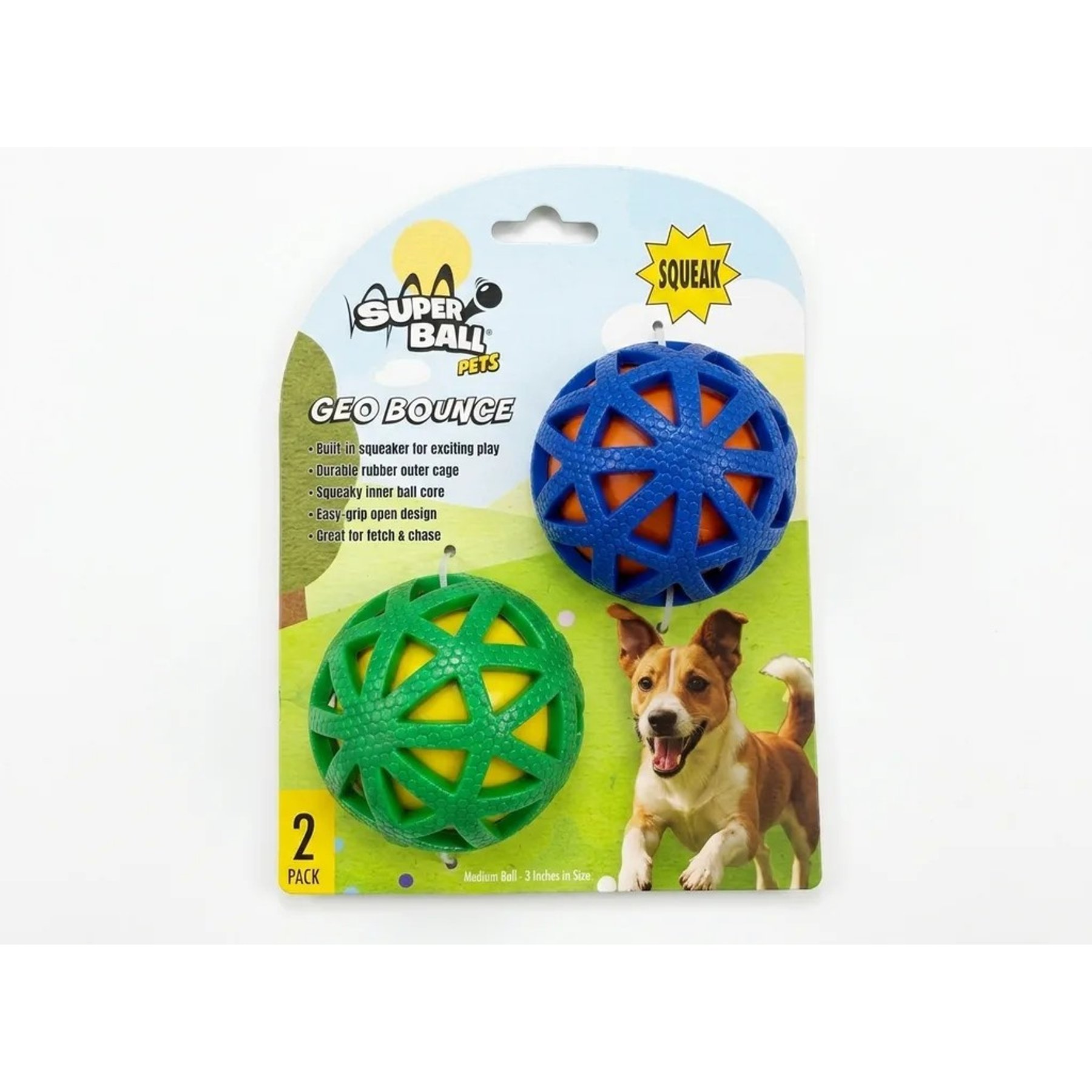 Wham-O Superball Geo Bounce Ball Dog Toy, 2 count