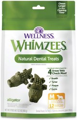 WHIMZEES by Wellness Alligator Dental Chews Natural Grain-Free Dental Dog Treats, Medium, 12 count