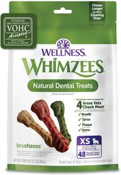 WHIMZEES by Wellness Brushzees Dental Chews Natural Grain-Free Dental Dog Treats, Extra Small, 48 count slide 1 of 8