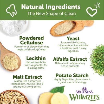 Show full view: WHIMZEES by Wellness Brushzees Dental Chews Natural Grain-Free Dental Dog Treats, Extra Small, 48 count slide 9 of 12