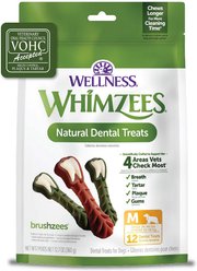 WHIMZEES Brushzees Dental Chews Natural Grain-Free Dental Dog Treats, Medium, 12 count