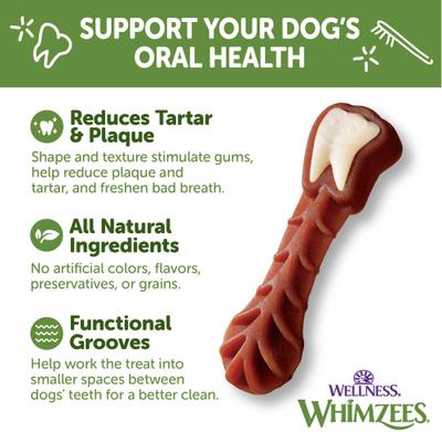 Show full view: WHIMZEES by Wellness Brushzees Dental Chews Natural Grain-Free Dental Dog Treats, Medium, 12 count slide 4 of 12