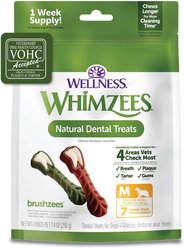 WHIMZEES by Wellness Brushzees Dental Chews Natural Grain-Free Dental Dog Treats, Medium, 7 count