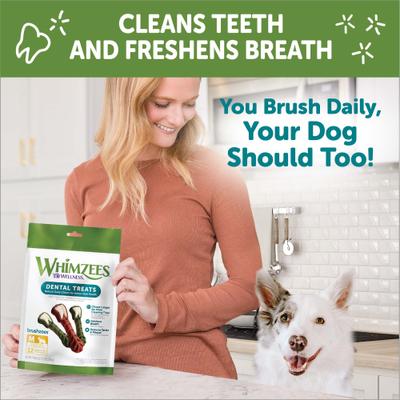 Show full view: WHIMZEES by Wellness Brushzees Dental Chews Natural Grain-Free Dental Dog Treats, Medium, 7 count slide 7 of 13