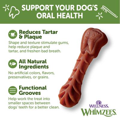 Show full view: WHIMZEES by Wellness Brushzees Dental Chews Natural Grain-Free Dental Dog Treats, Small, 14 count slide 3 of 12