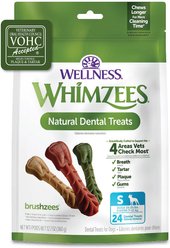 WHIMZEES by Wellness Brushzees Dental Chews Natural Grain-Free Dental Dog Treats, Small, 24 count