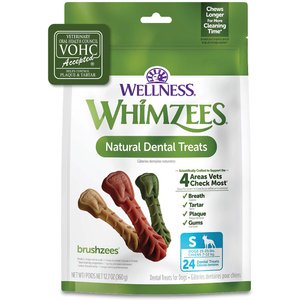WHIMZEES by Wellness Brushzees Dental Chews Natural Grain-Free Dental Dog Treats, Small, 24 count
