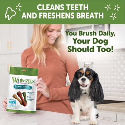 Show full view: WHIMZEES by Wellness Brushzees Dental Chews Natural Grain-Free Dental Dog Treats, Small, 24 count slide 6 of 12