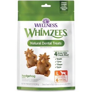 WHIMZEES by Wellness Hedgehog Dental Chews Natural Grain-Free Dental Dog Treats, Large, 6 count