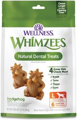 WHIMZEES Hedgehog Dental Chews Natural Grain-Free Dental Dog Treats, Large, 6 count