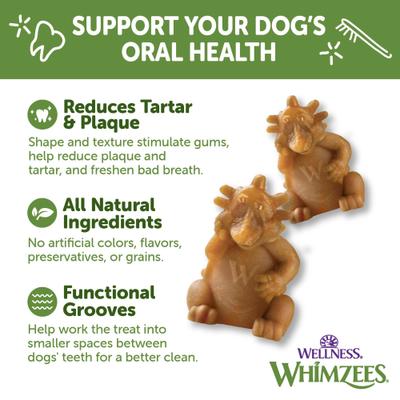 Show full view: WHIMZEES by Wellness Hedgehog Dental Chews Natural Grain-Free Dental Dog Treats, Large, 6 count slide 3 of 12