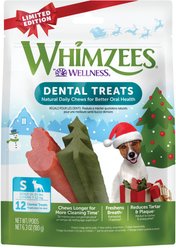 WHIMZEES by Wellness Holiday Dental Chews Natural Grain-Free Dental Dog Treats, Small, 12 count