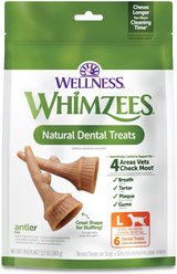 WHIMZEES by Wellness Occupy Antler Dental Chews Natural Grain-Free Dental Dog Treats, Large, 6 count
