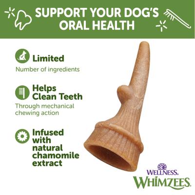 Show full view: WHIMZEES by Wellness Occupy Antler Dental Chews Natural Grain-Free Dental Dog Treats, Large, 6 count slide 4 of 12