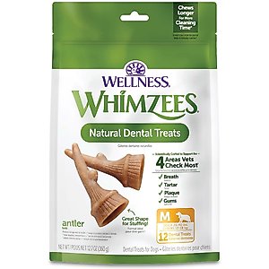 WHIMZEES by Wellness Occupy Antler Dental Chews Natural Grain-Free Dental Dog Treats, Medium, 12 count