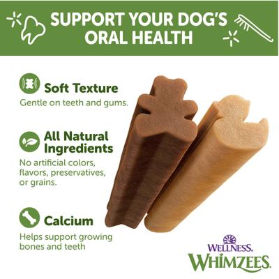 Show full view: WHIMZEES by Wellness Puppy Dental Chews Natural Grain-Free Dental Dog Treats, Extra Small/Small, 30 count slide 3 of 12
