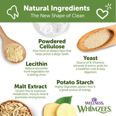 Show full view: WHIMZEES by Wellness Puppy Dental Chews Natural Grain-Free Dental Dog Treats, Extra Small/Small, 30 count slide 9 of 12