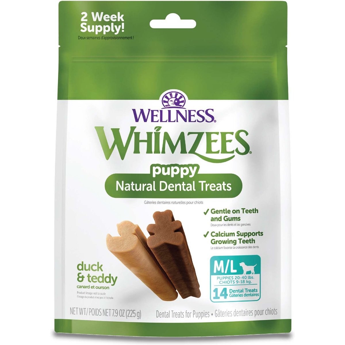 WHIMZEES by Wellness Puppy Dental Chews Natural Grain-Free Dental Dog Treats, Medium / Large, 14 count