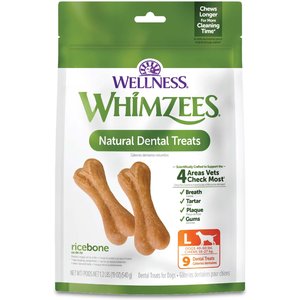WHIMZEES by Wellness Rice Bone Dental Chews Natural Dental Dog Treats, Large, 9 count