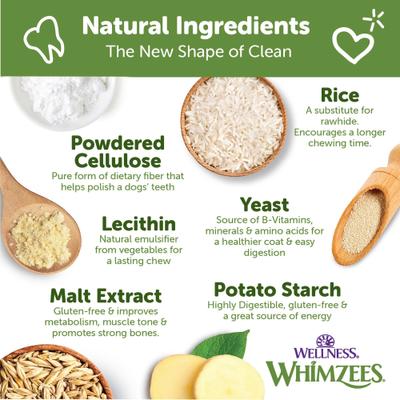 Show full view: WHIMZEES by Wellness Rice Bone Dental Chews Natural Dental Dog Treats, Large, 9 count slide 3 of 12