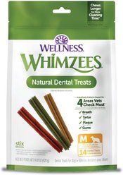 WHIMZEES Stix Dental Chews Natural Grain-Free Dental Dog Treats, Medium, 14 count