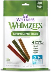 WHIMZEES by Wellness Stix Dental Chews Natural Grain-Free Dental Dog Treats, Small, 28 count