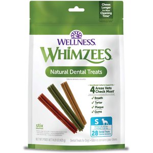 WHIMZEES by Wellness Stix Dental Chews Natural Grain-Free Dental Dog Treats, Small, 28 count