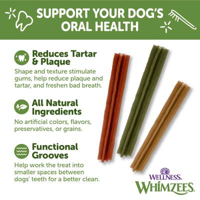 Show full view: WHIMZEES by Wellness Stix Dental Chews Natural Grain-Free Dental Dog Treats, Small, 28 count slide 4 of 12