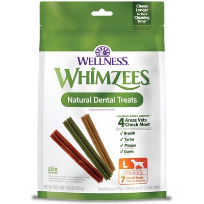 WHIMZEES WHIMZEES by Wellness Stix Large Dental Chews Natural Grain-Free Dental Dog Treats, Large, 7 count