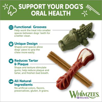 Show full view: WHIMZEES by Wellness Value Box Dental Chews Natural Grain-Free Dental Dog Treats, Large, 14 count slide 6 of 13