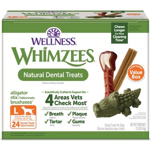 WHIMZEES by Wellness Value Box Dental Chews Natural Grain-Free Dental Dog Treats, Large, 24 count