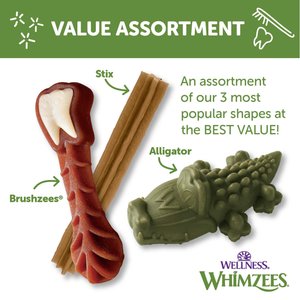 WHIMZEES by Wellness Variety Box Dental Chews Natural Grain-Free Dental Dog Treats, Medium, 44 count