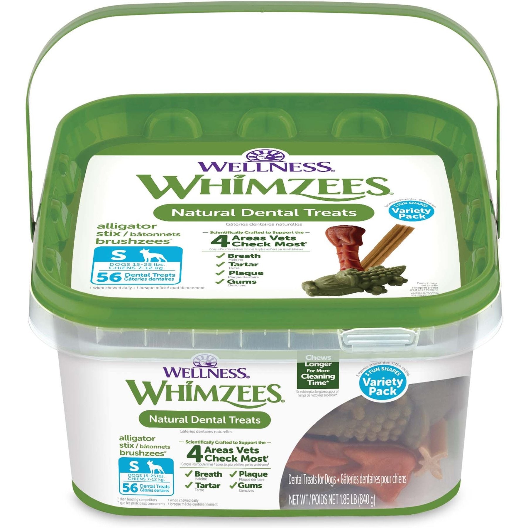 WHIMZEES Variety Box Dental Chews Natural Grain-Free Dental Dog Treats, Small, 56 count