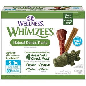 WHIMZEES by Wellness Variety Box Dental Chews Natural Grain-Free Dental Dog Treats, Small, 89 count