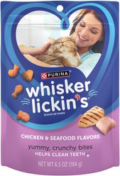 Whisker Lickin's Chicken & Seafood Flavors Crunchy Cat Treats, 6.5-oz bag