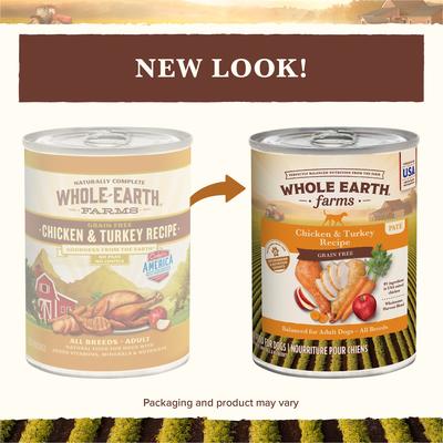 Show full view: Whole Earth Farms Grain-Free Chicken & Turkey Recipe Canned Dog Food, 12.7-oz, case of 12 slide 3 of 11