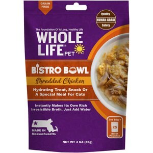 Whole Life Bistro Bowl Shredded Chicken & Tuna Meal Mixer Grain-Free Cat Food Topper, 3-oz bag