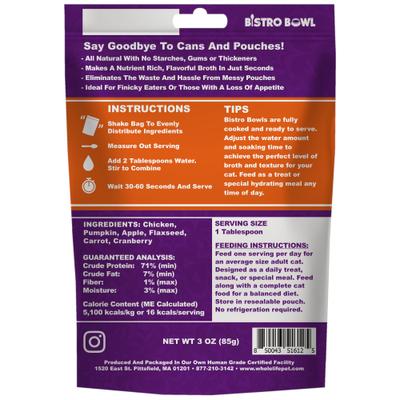 Show full view: Whole Life Bistro Bowl Shredded Chicken Meal Mixer Grain-Free Cat Food Topper, 3-oz bag slide 7 of 8